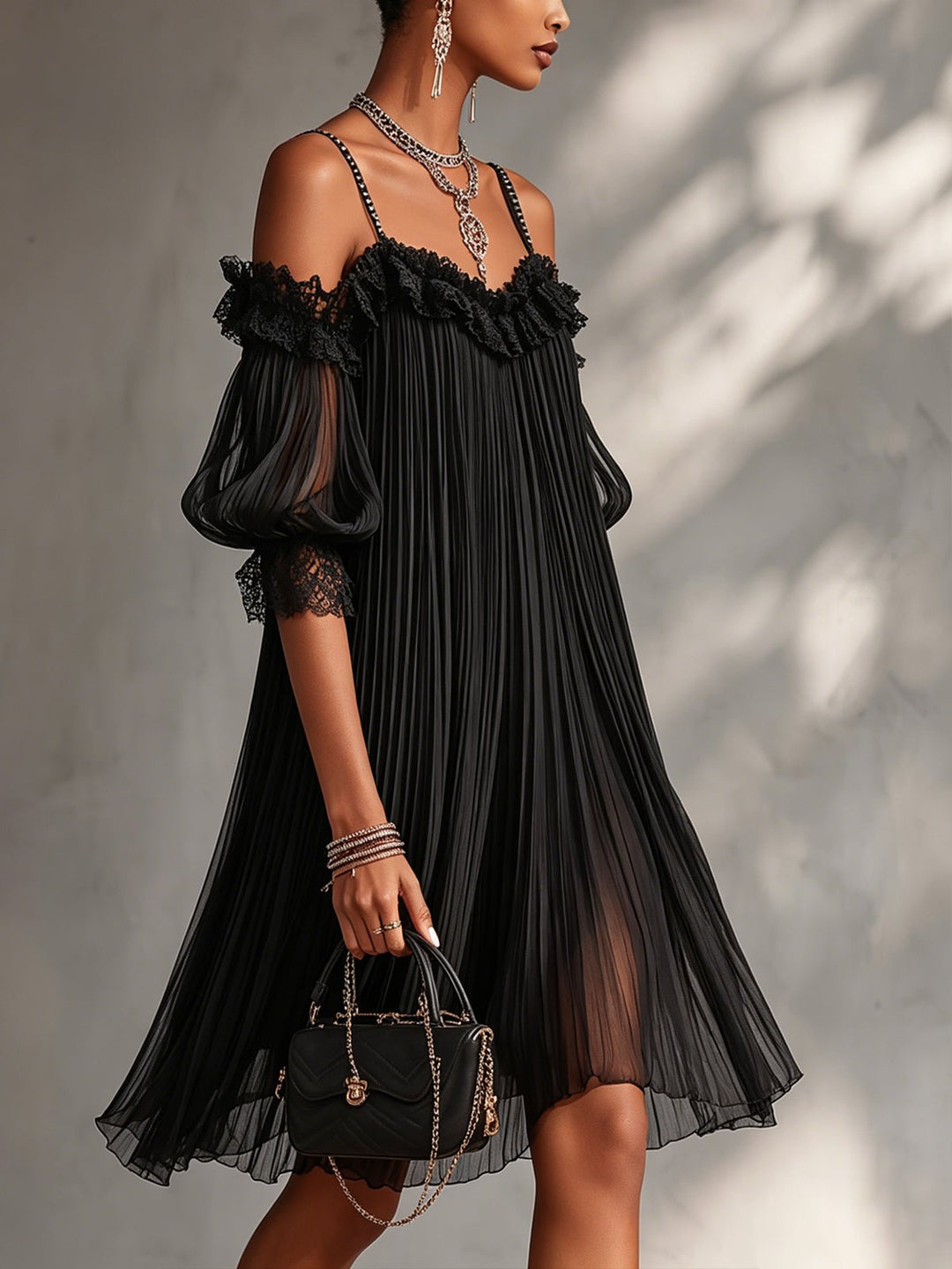 Mahalia | Black Off-Shoulder Mini Dress