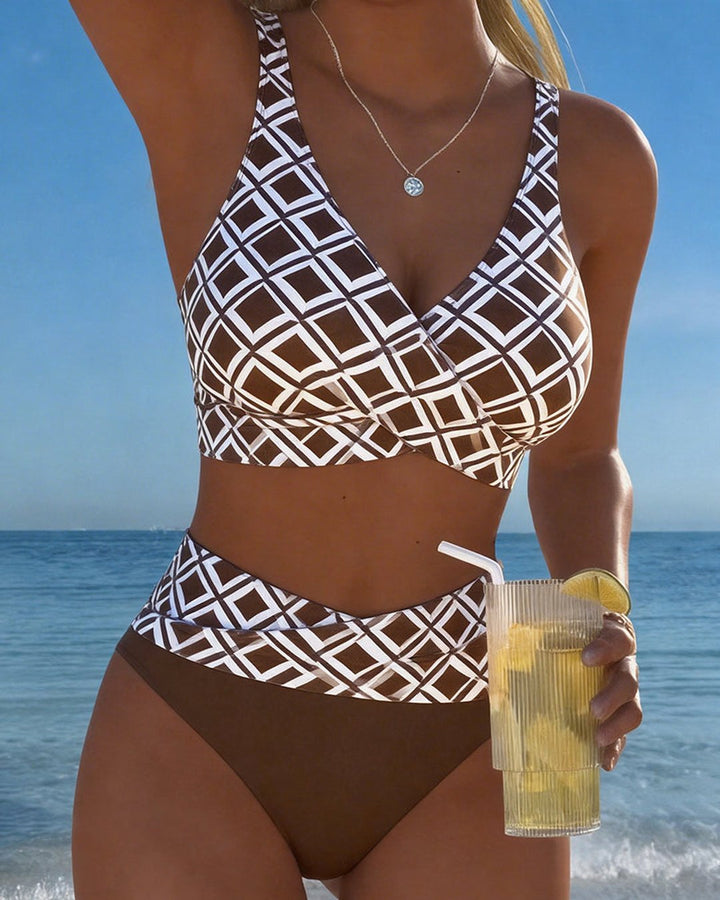 Marci | Checked Wire-Free High-Cut Bikini