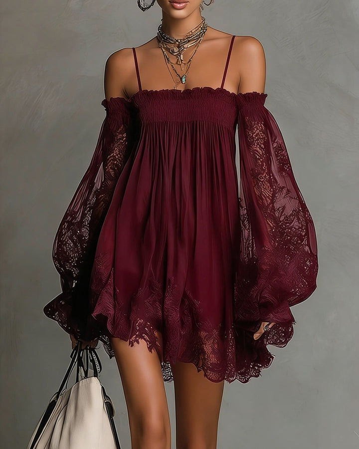 Fredrica | Navy Lace Chiffon Mini Dress