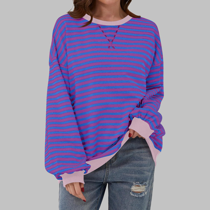 Lynne | Casual Long Sleeve Round Neck Striped Shirt