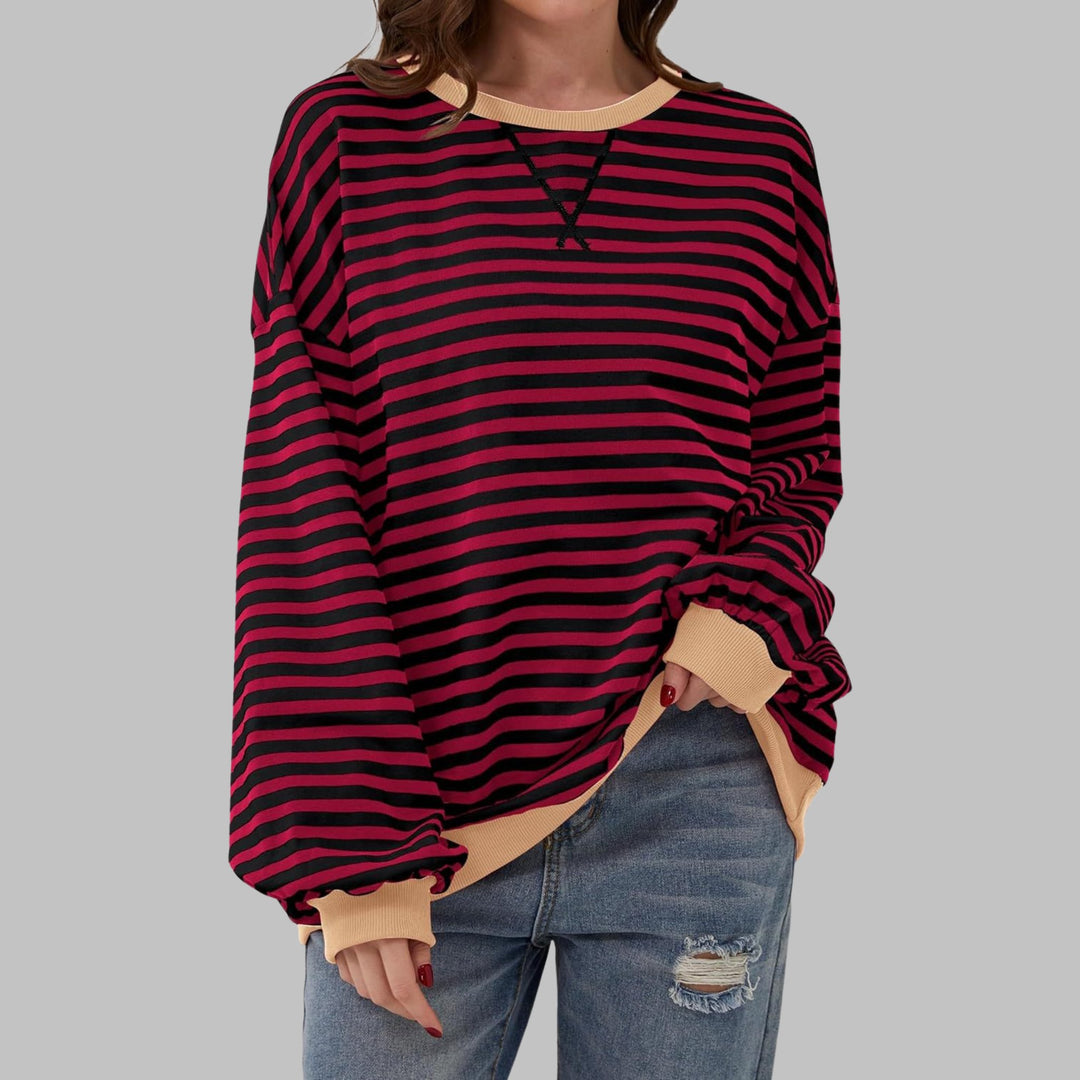 Lynne | Casual Long Sleeve Round Neck Striped Shirt