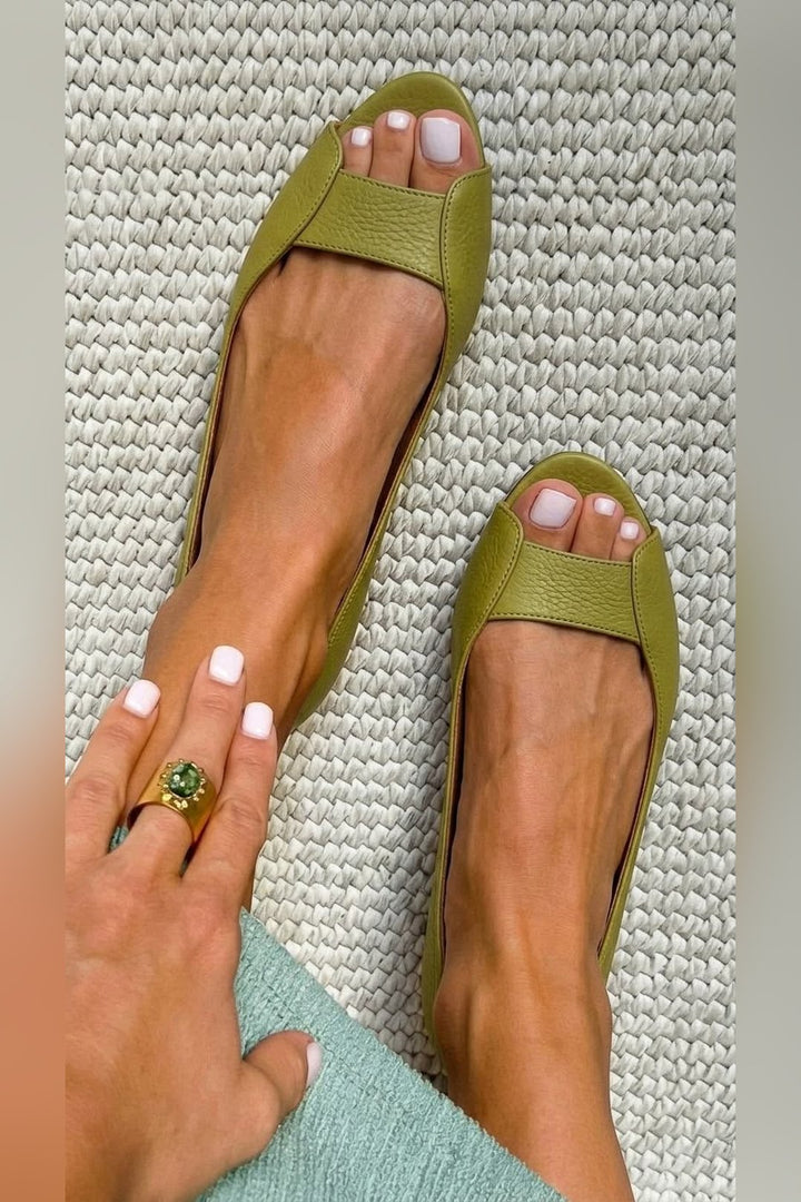 Alyson | Metallic Open Toe Flats