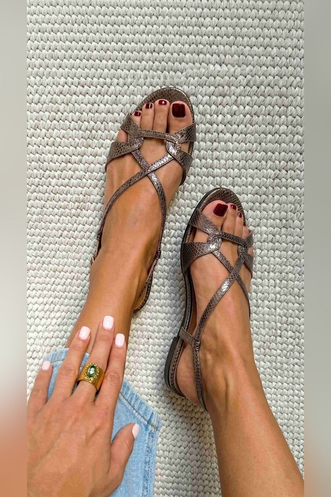 Alecia | Snake Effect Slingback Sandals