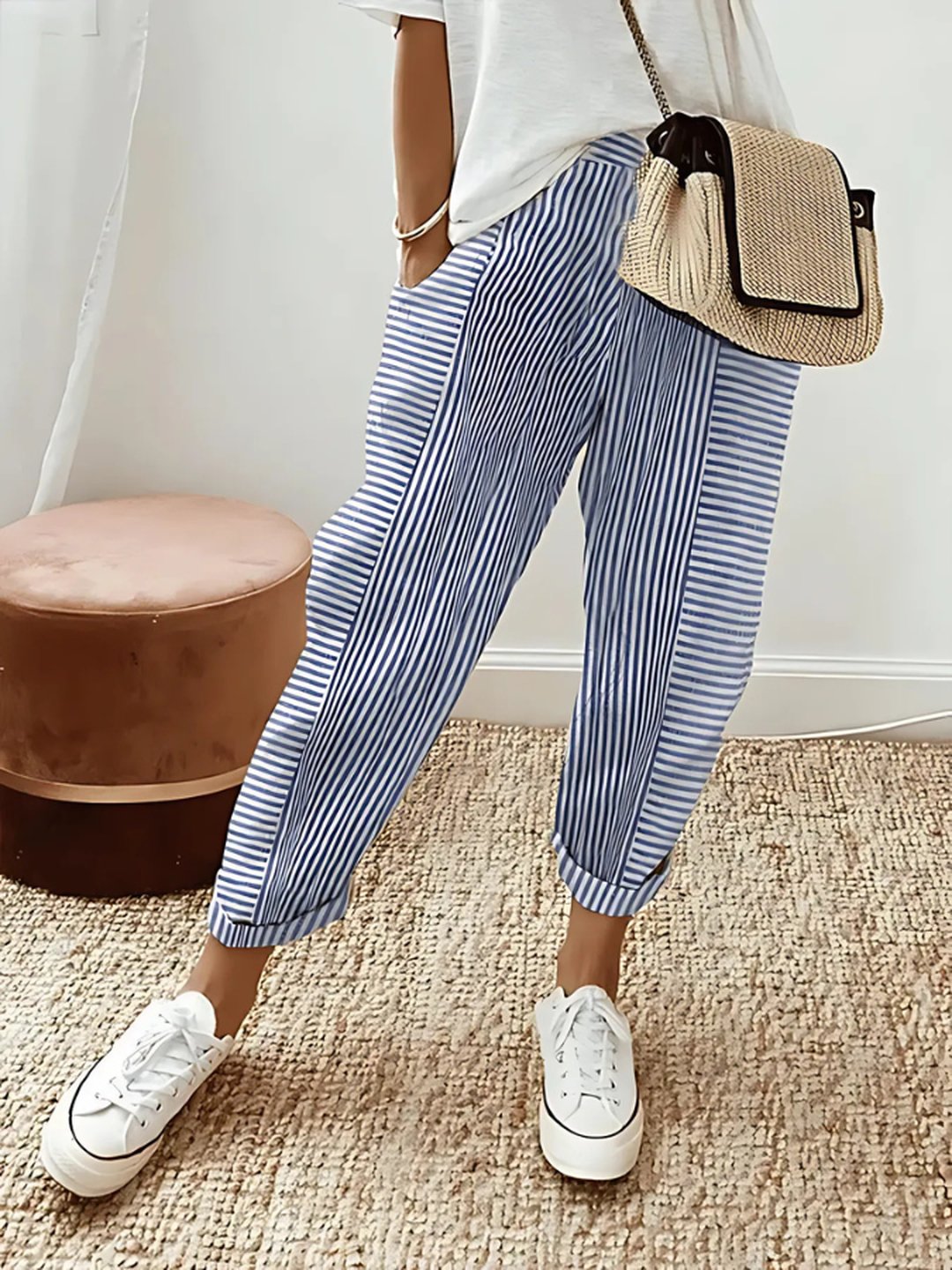 Hortensia | Striped Cotton Pants