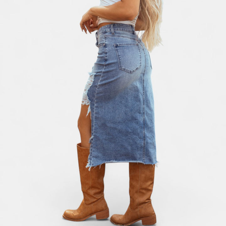 Staci | Relaxed High-Waist Denim Maxi Skirt