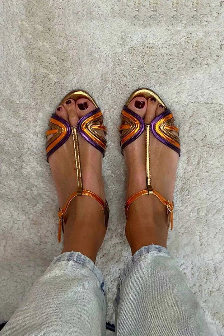 Earnestine | Buckle Sandals with Color Strap