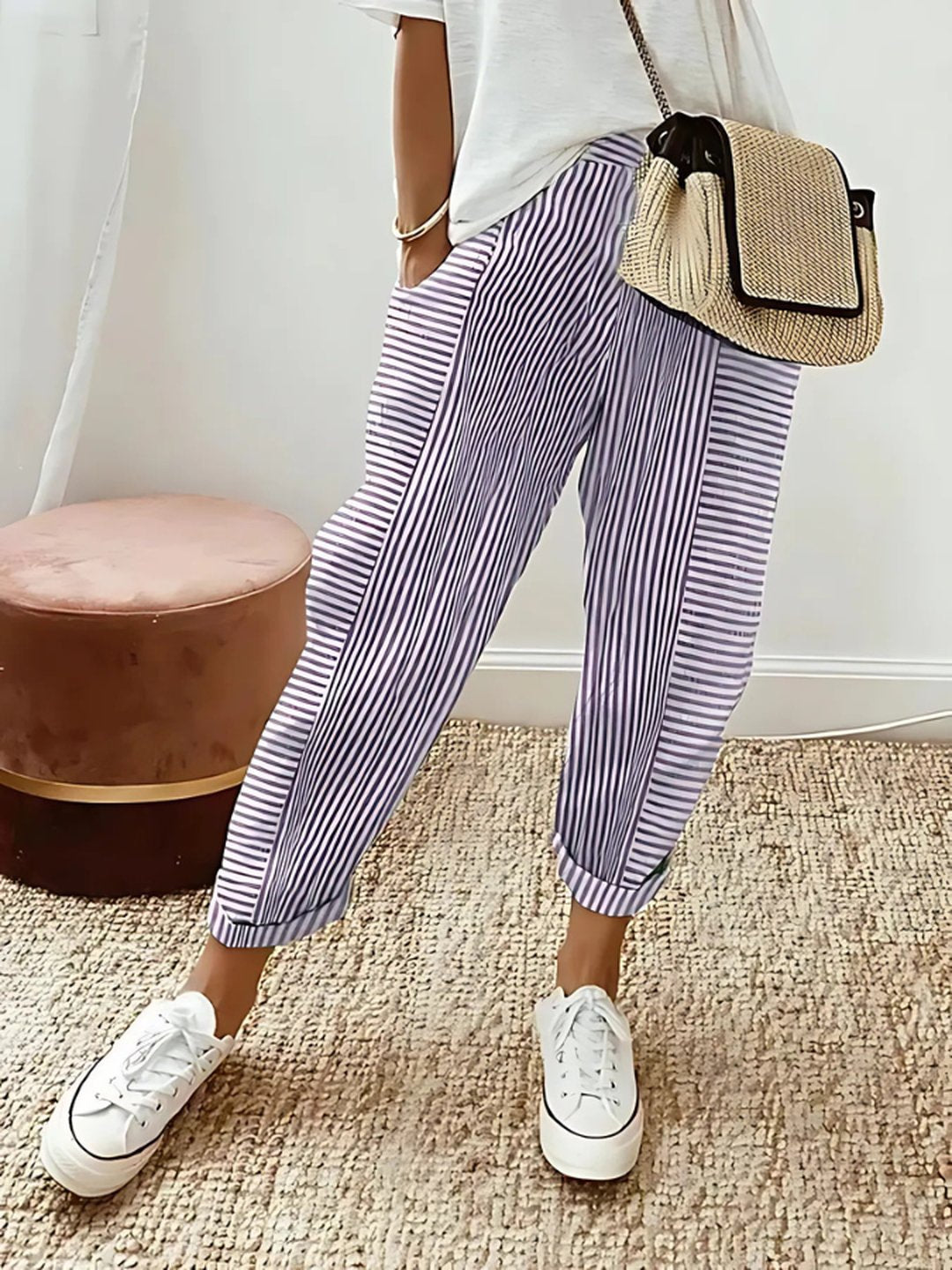 Hortensia | Striped Cotton Pants