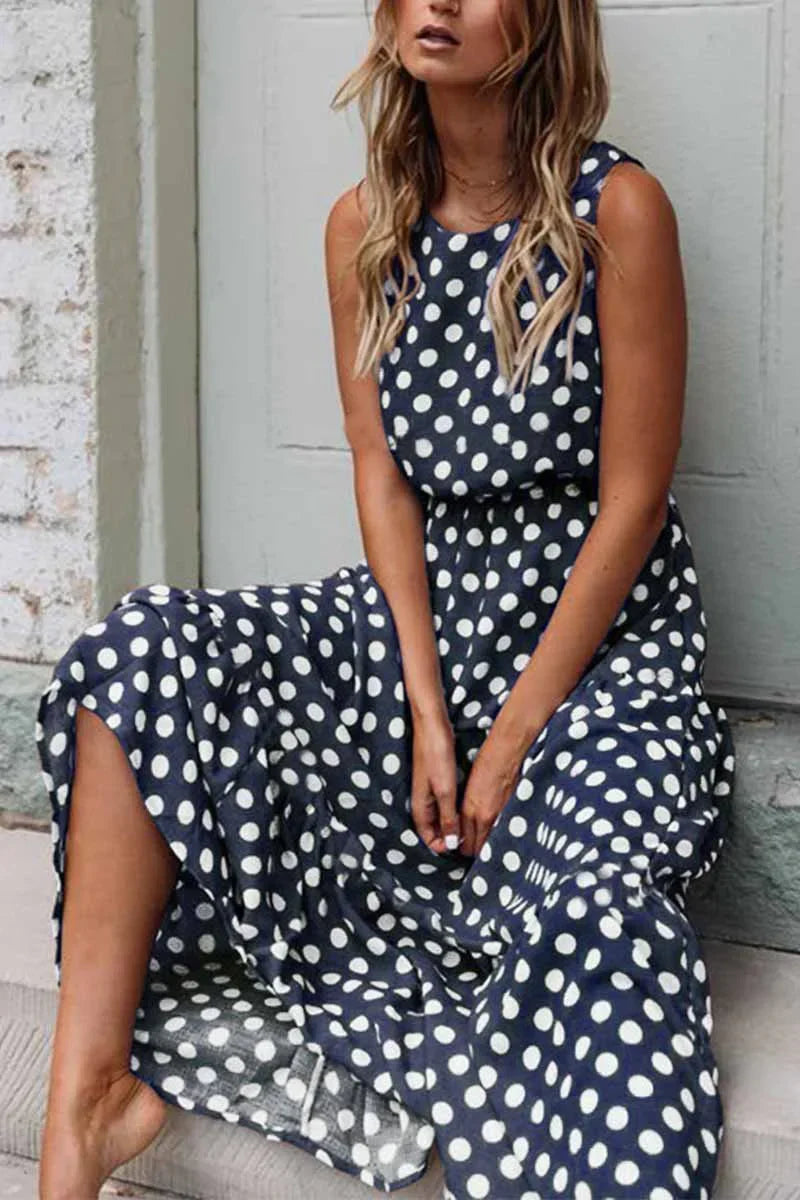 Daisy | Sleeveless Polka Dot Maxi Dress