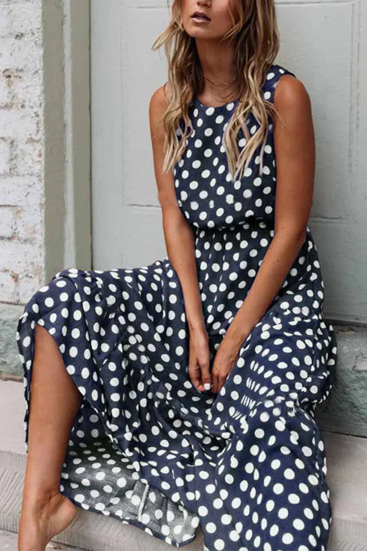 Daisy | Sleeveless Polka Dot Maxi Dress