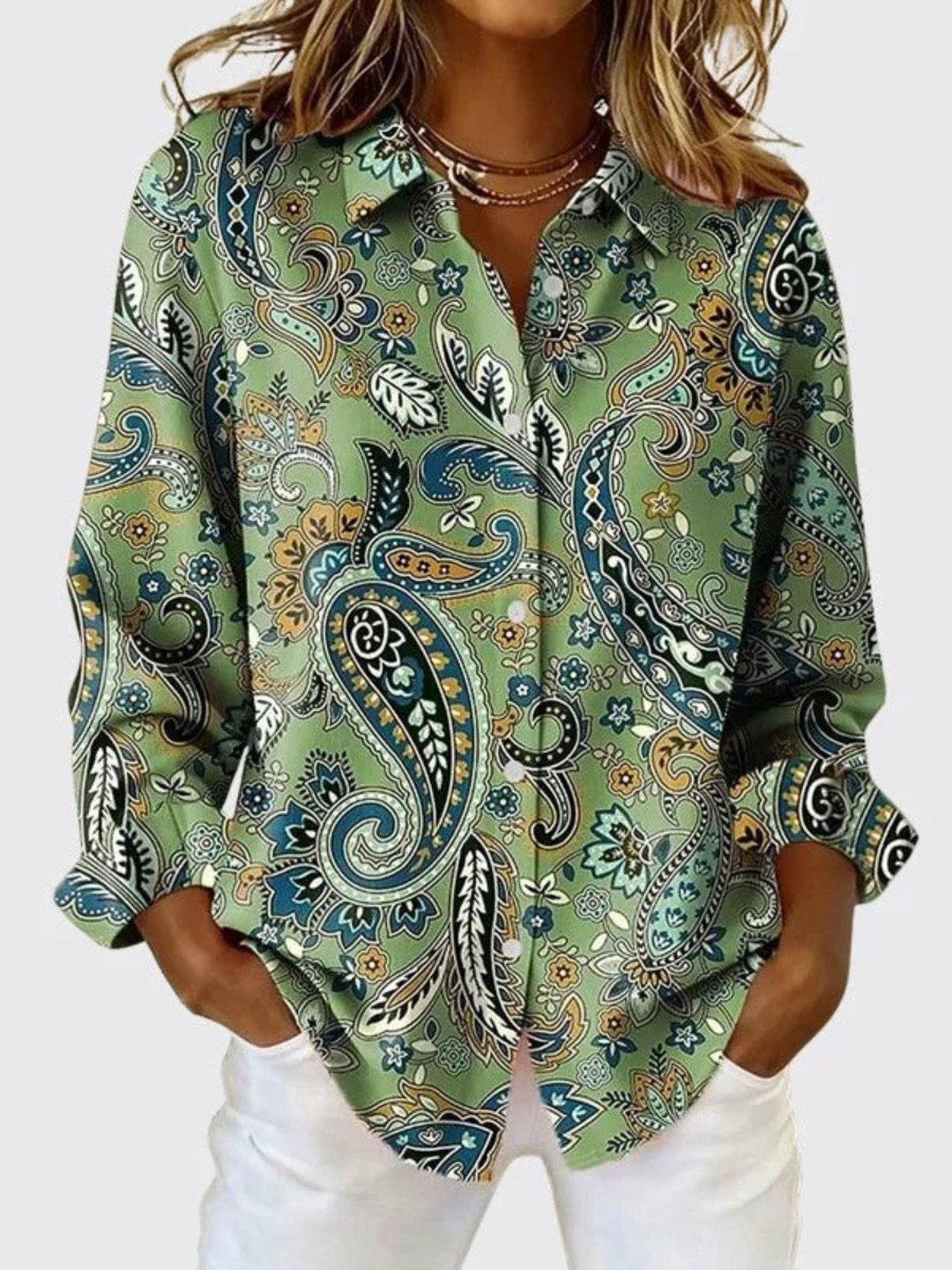 Cheri | Paisley Print Button-Up Blouse