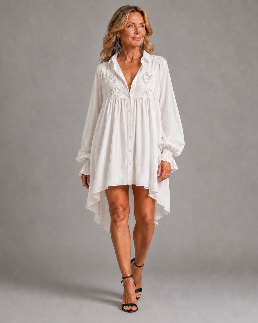 Donya | Lace Shirt Mini Dress