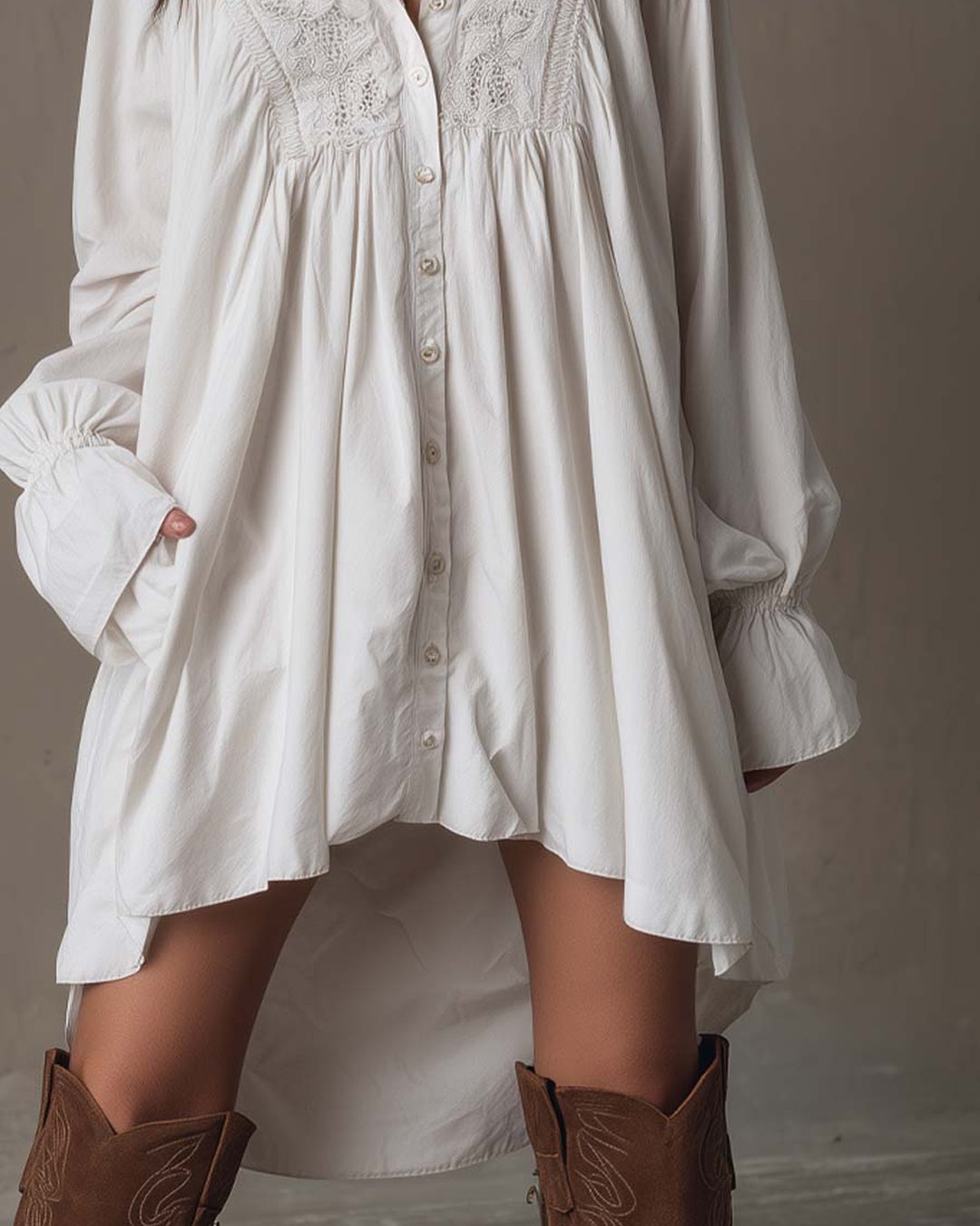 Donya | Lace Shirt Mini Dress