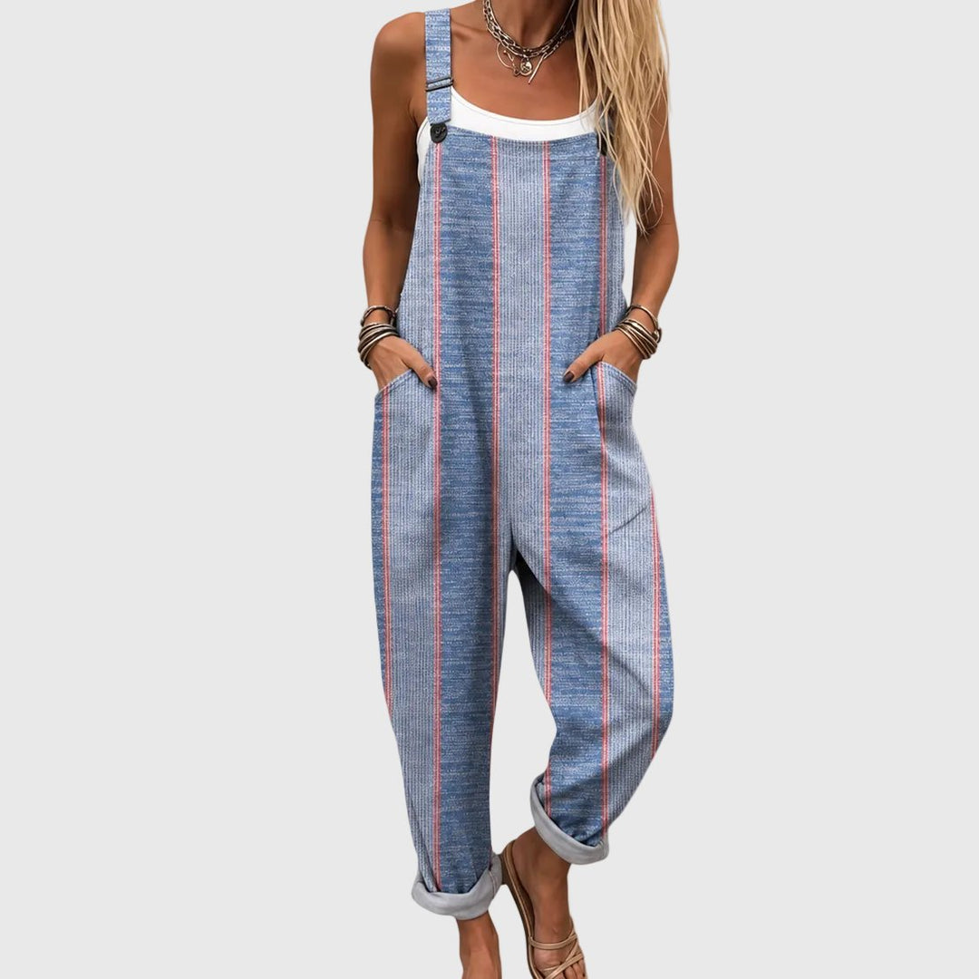 Lou | Blue Striped Relaxed Overalls