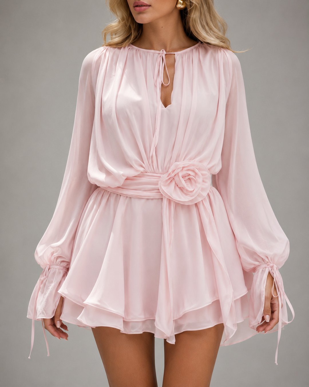 Nance | Romantic Mini Dress with Floral Waist