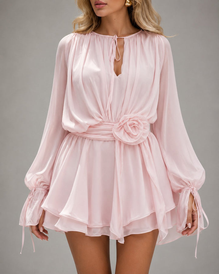 Nance | Romantic Mini Dress with Floral Waist