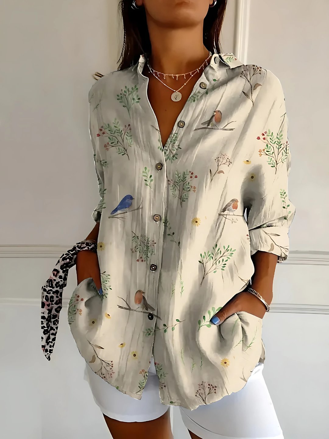 Nerida | Floral Wave Cotton Blouse