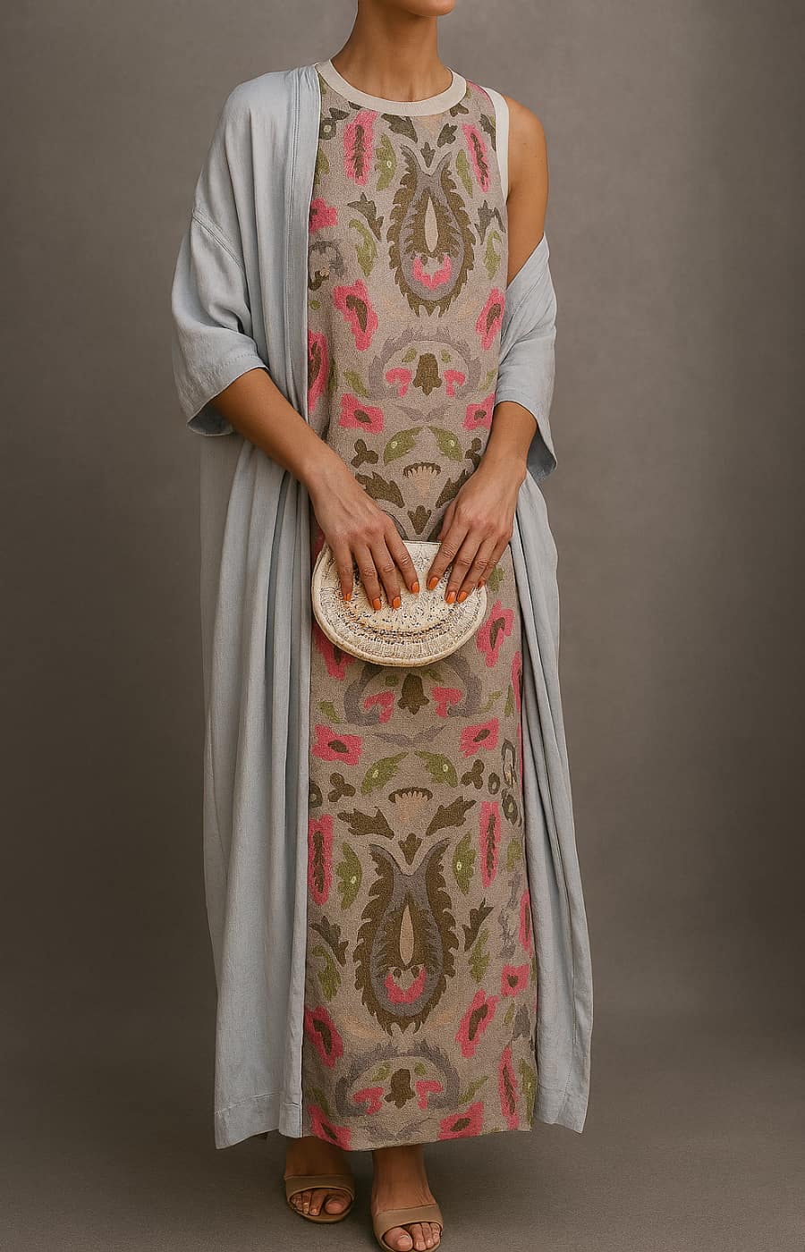 Rosalina | Elegant Long Dress with Coordinated Stole