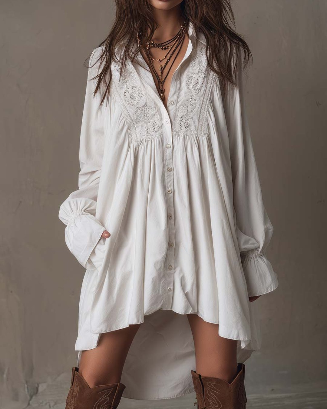 Donya | Lace Shirt Mini Dress