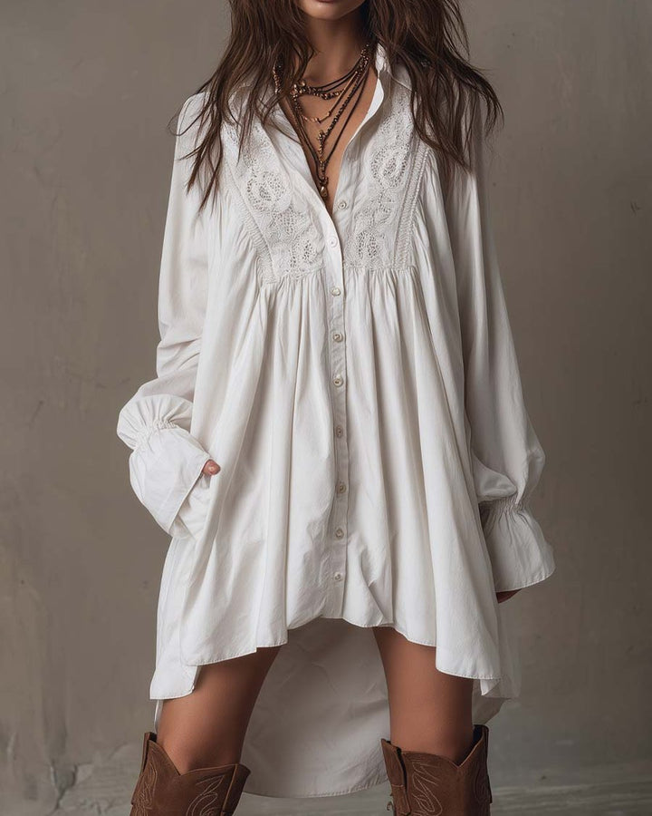 Donya | Lace Shirt Mini Dress