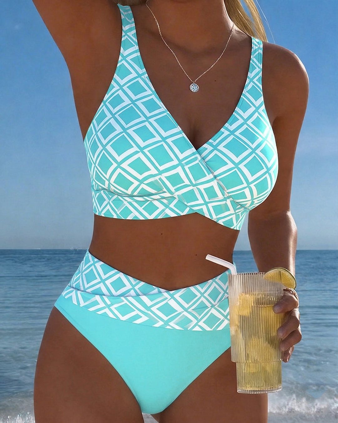 Marci | Checked Wire-Free High-Cut Bikini