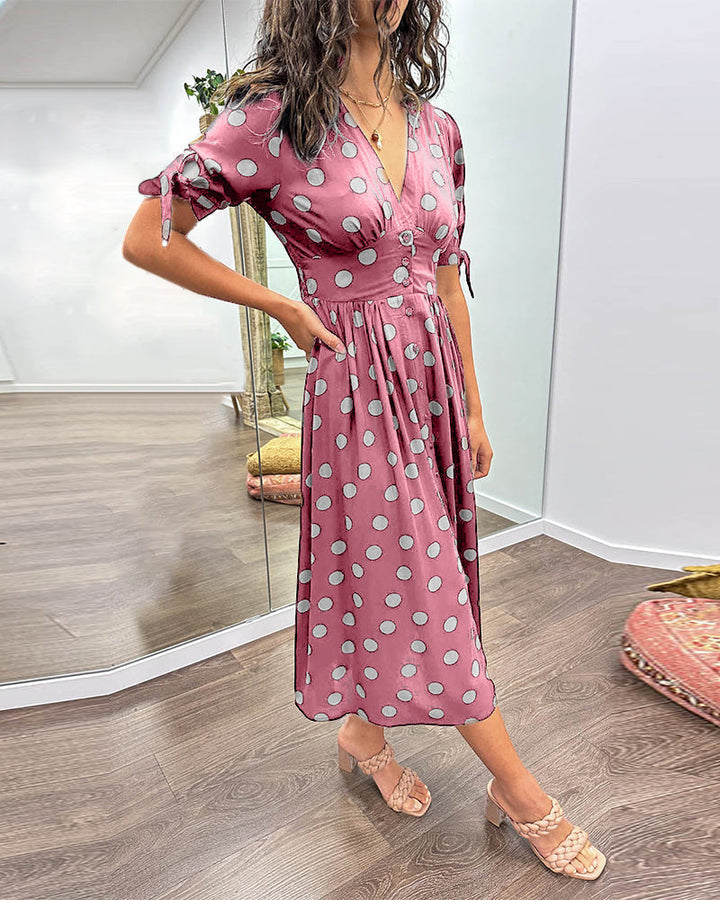 Aika | Polka Dot Dress with a Flared Bottom