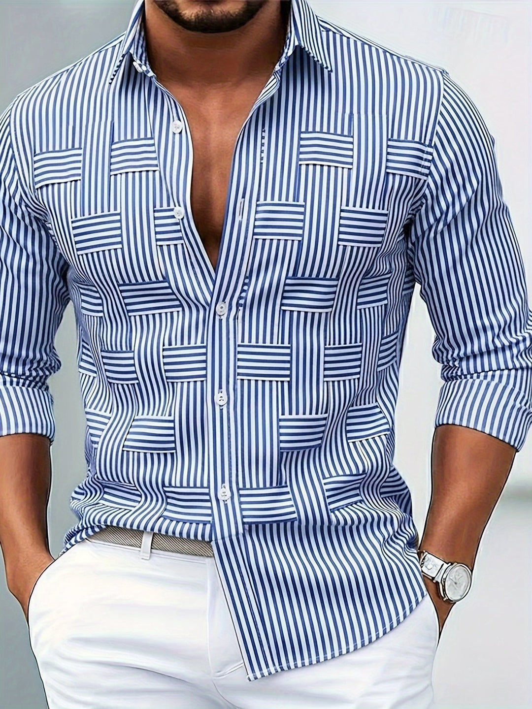 Warren | Men's Vintage Striped Long Sleeve Shirt