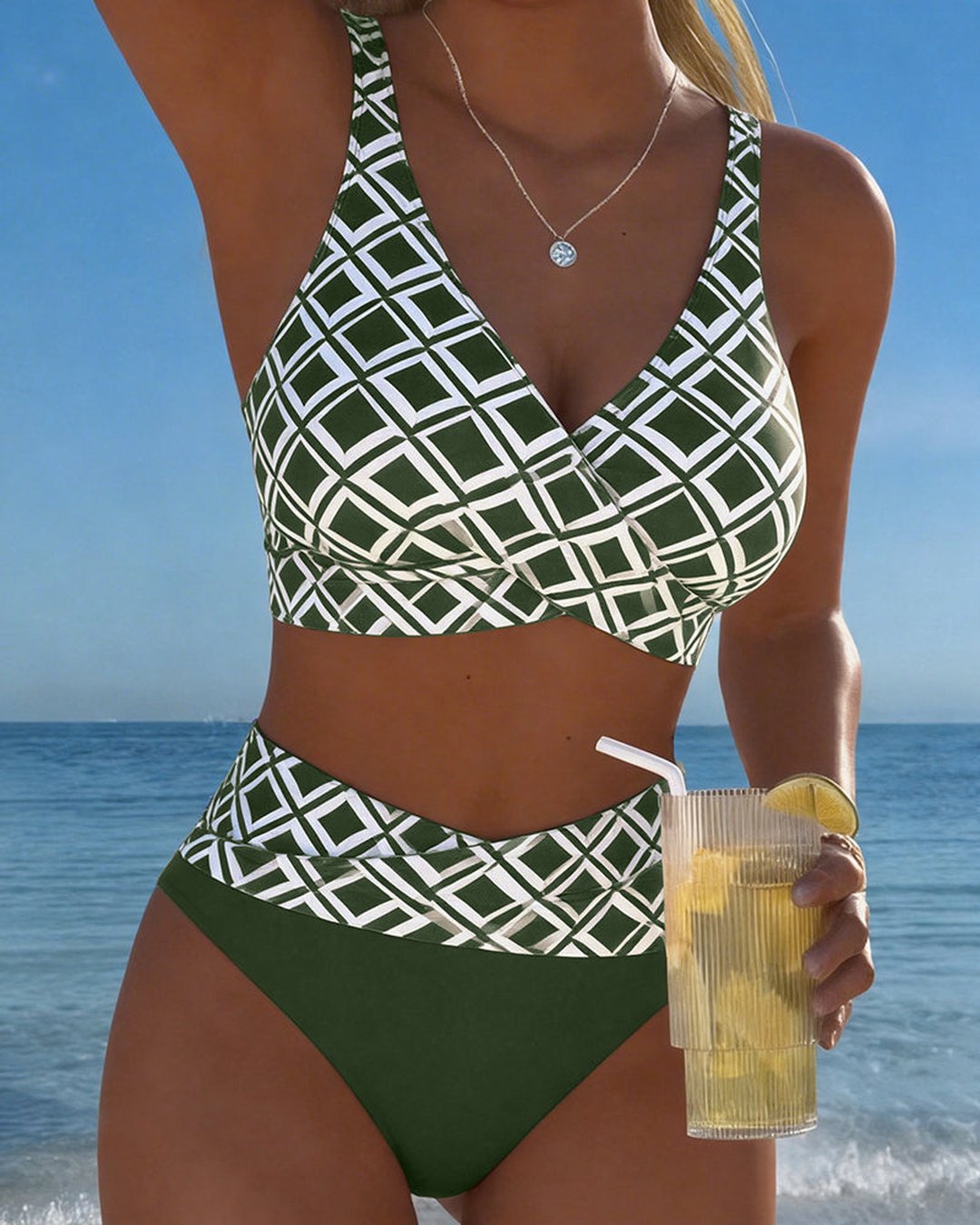 Marci | Checked Wire-Free High-Cut Bikini