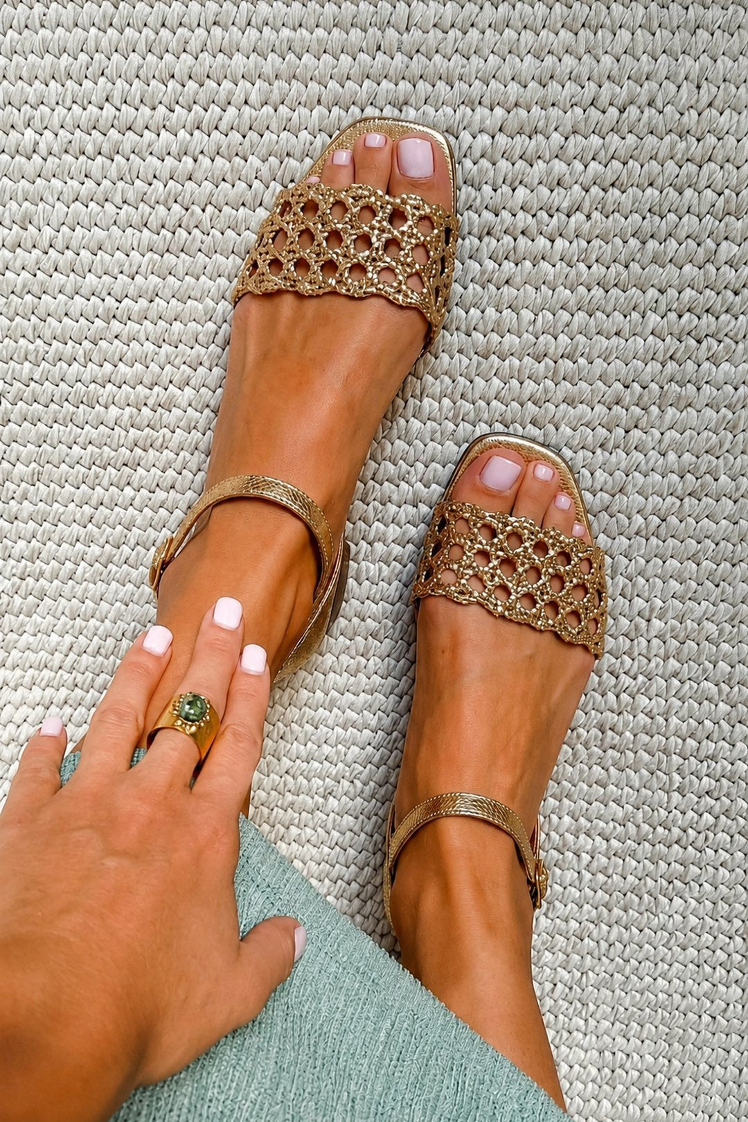 Margret | Square Toe Flat Sandals