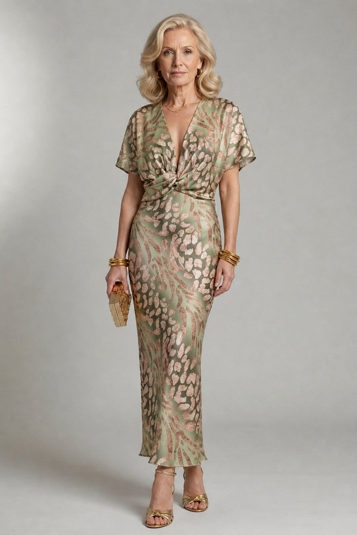 Taryn | Abstract Print Twist Waist Midi Dress
