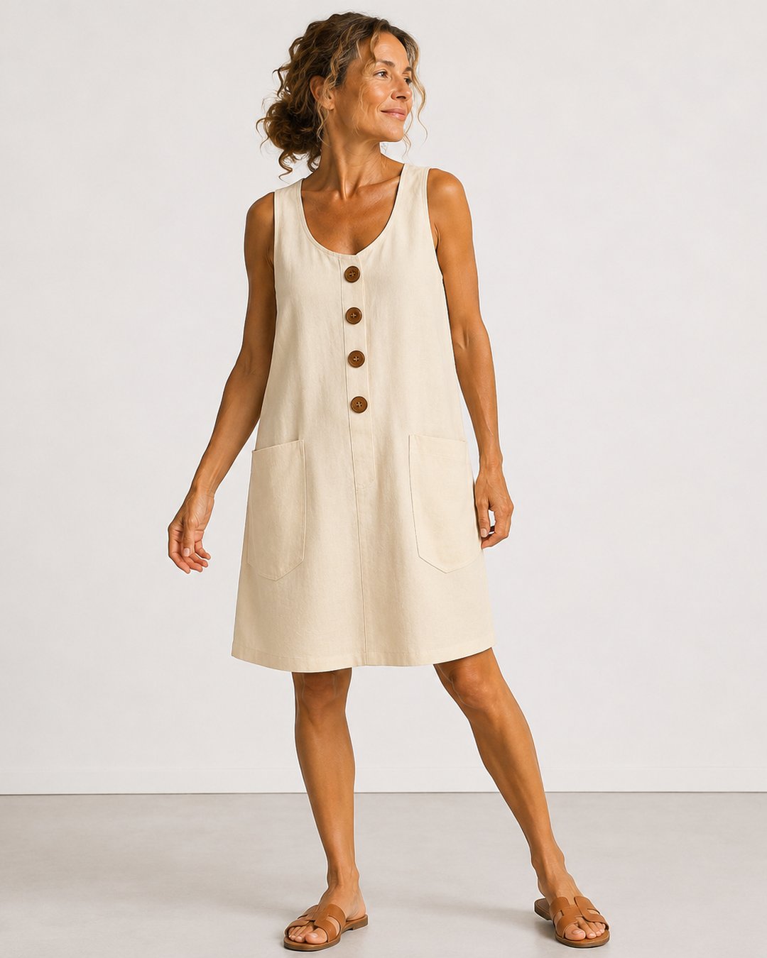 Fiorenza | Sleeveless Button-Front Mini Dress
