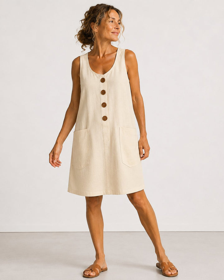 Fiorenza | Sleeveless Button-Front Mini Dress