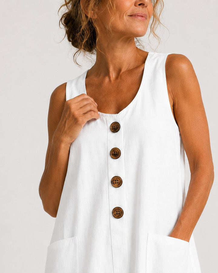 Fiorenza | Sleeveless Button-Front Mini Dress