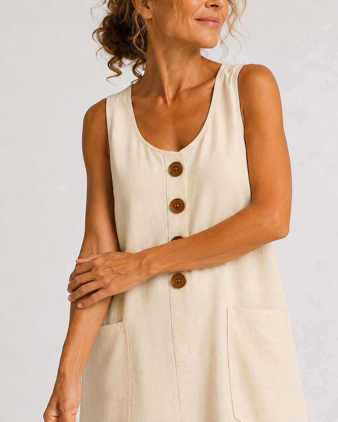 Fiorenza | Sleeveless Button-Front Mini Dress