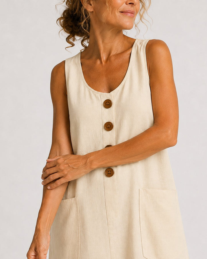 Fiorenza | Sleeveless Button-Front Mini Dress