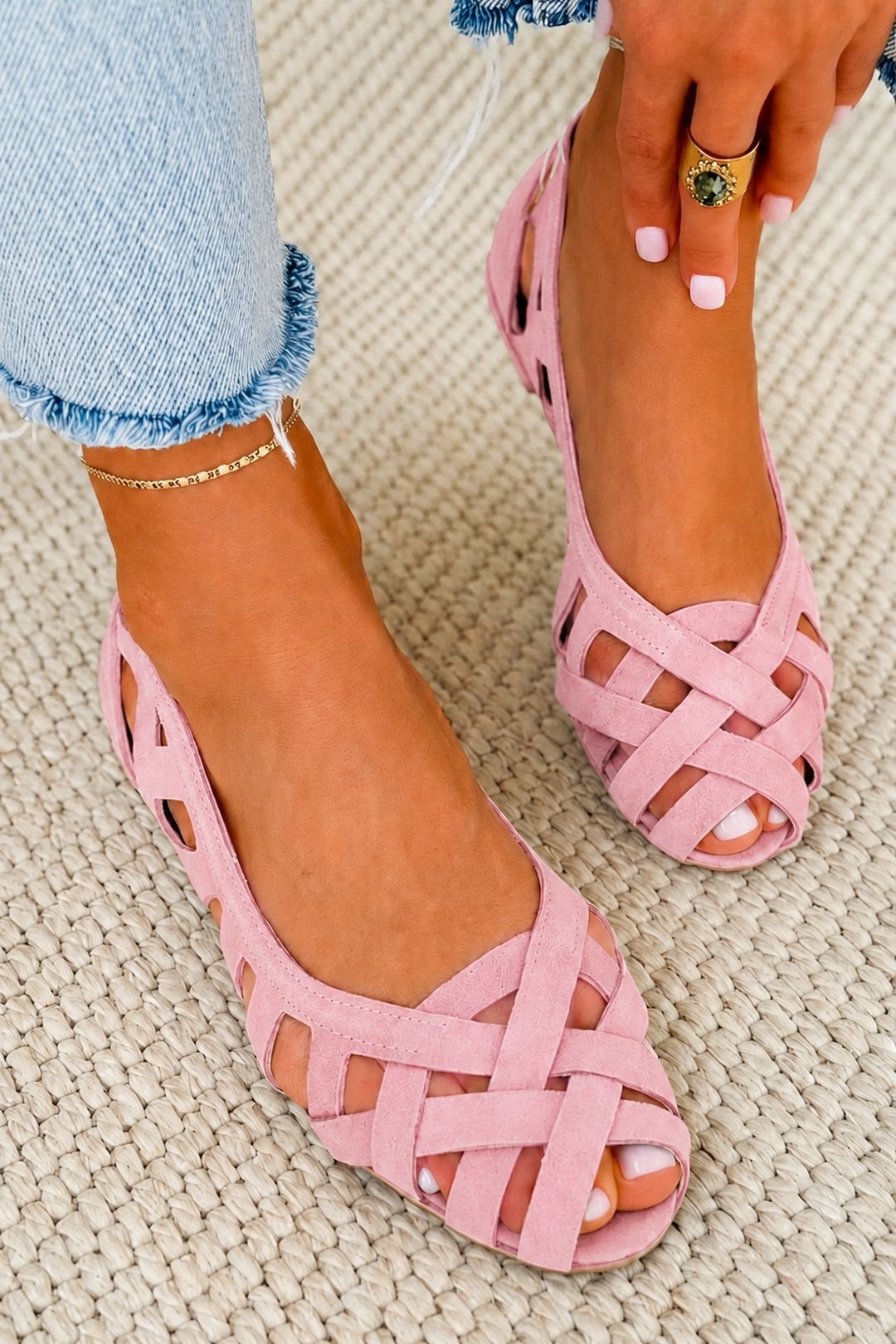 Cortney | Woven Upper Flat Sandals