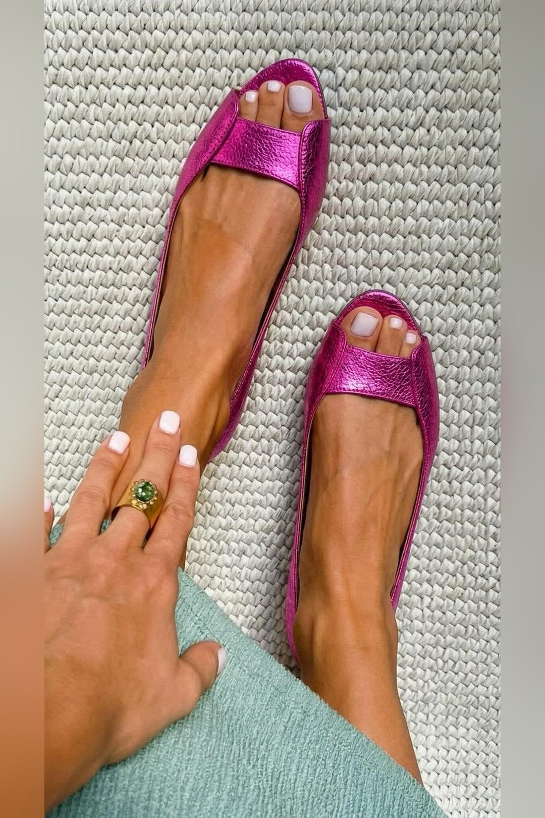 Alyson | Metallic Open Toe Flats