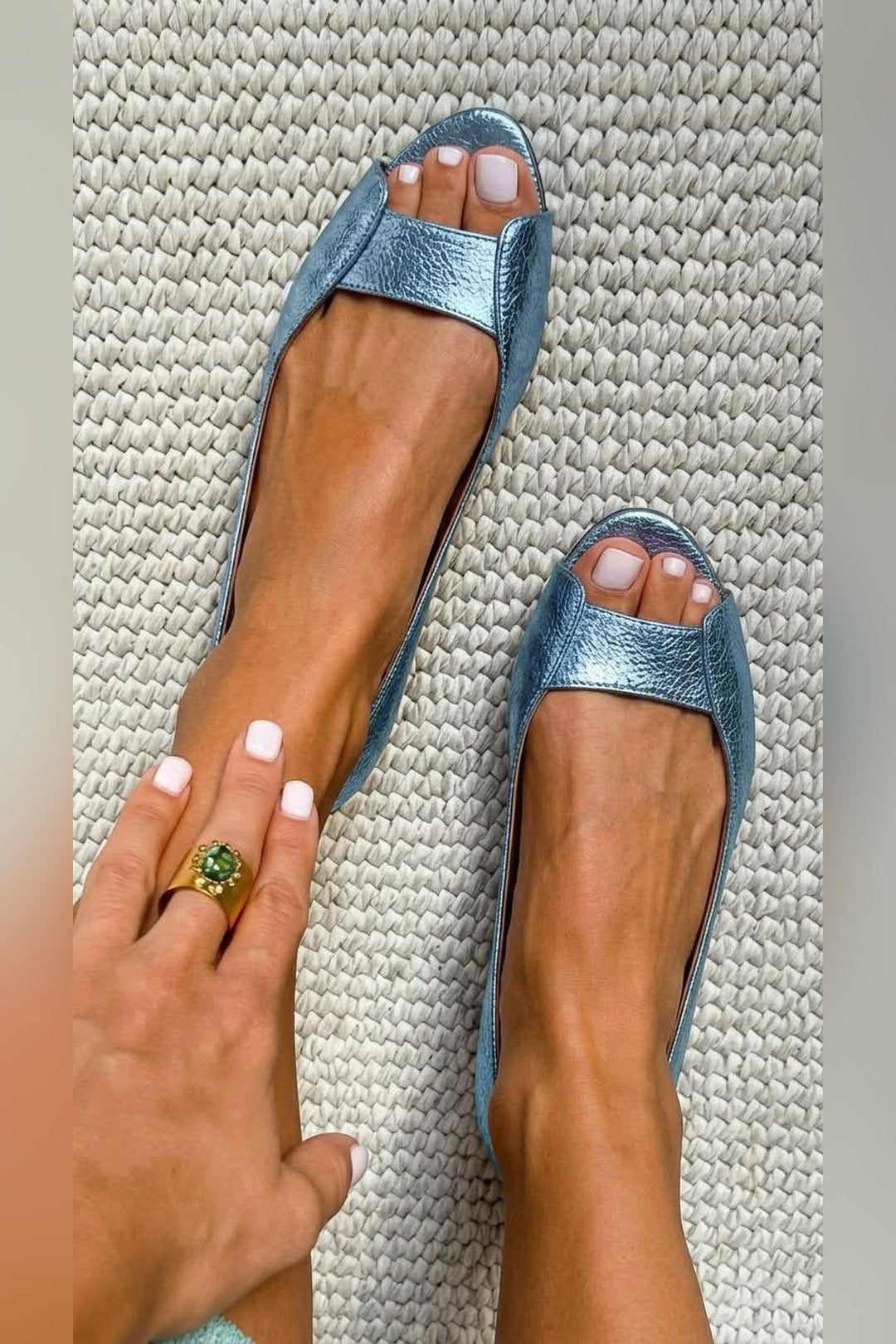 Alyson | Metallic Open Toe Flats