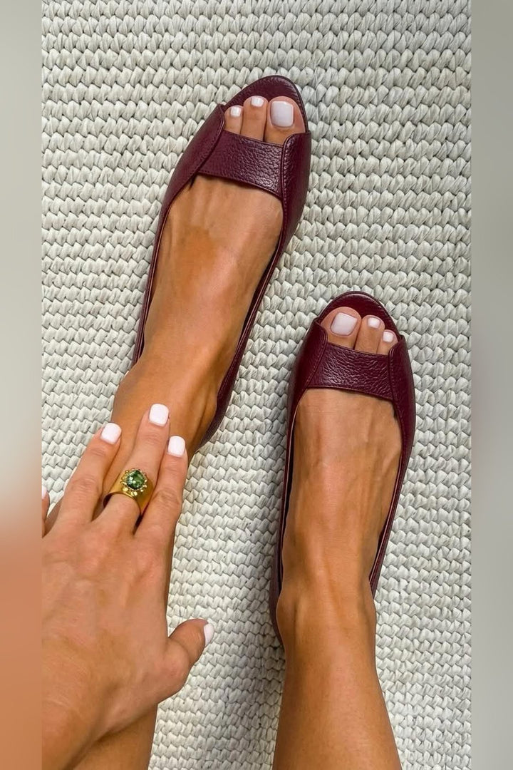 Alyson | Metallic Open Toe Flats