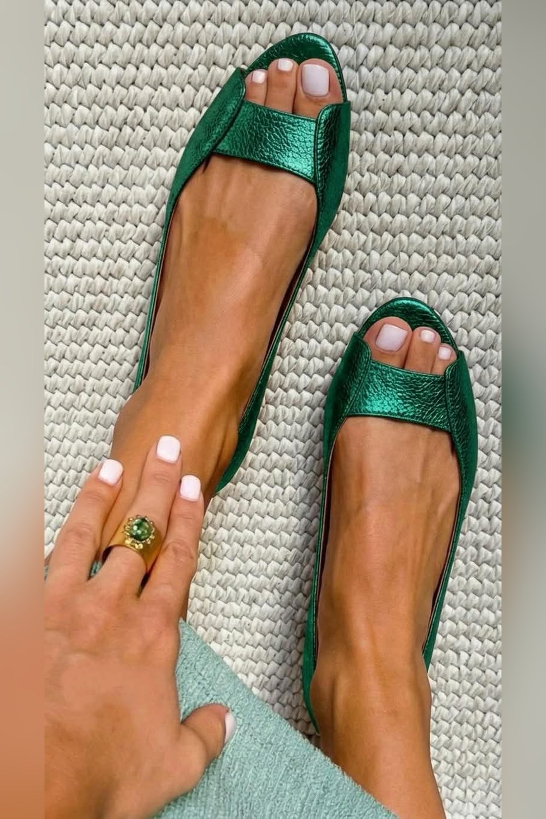 Alyson | Metallic Open Toe Flats