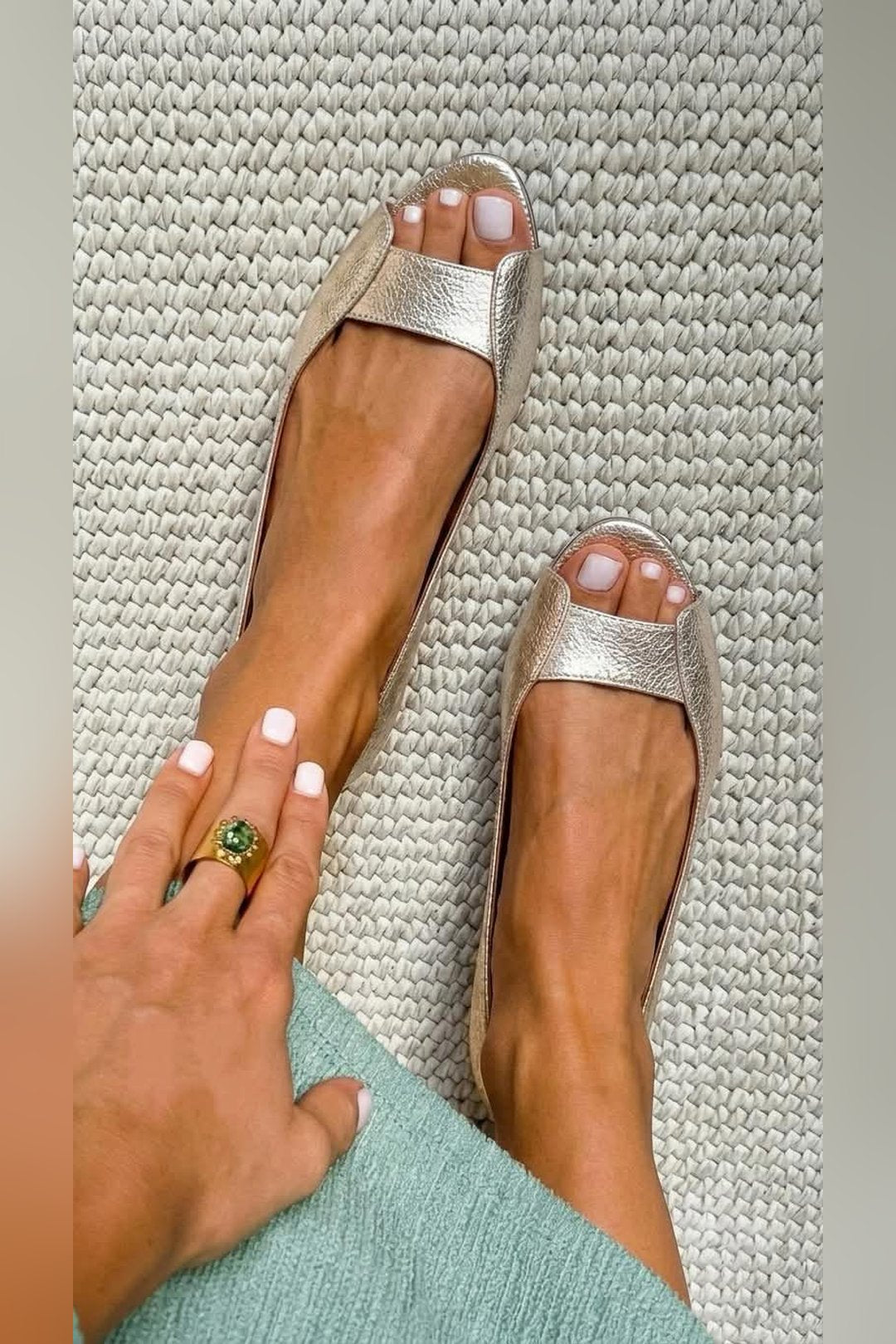Alyson | Metallic Open Toe Flats