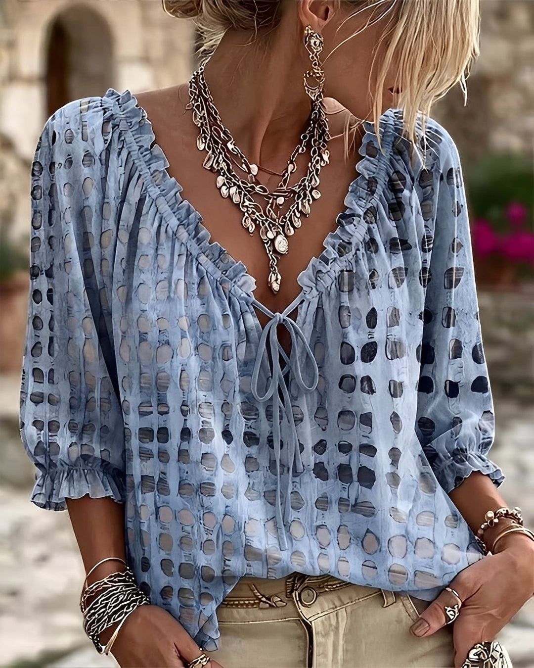 Breena | Fashionable Polka-Dot Blouse