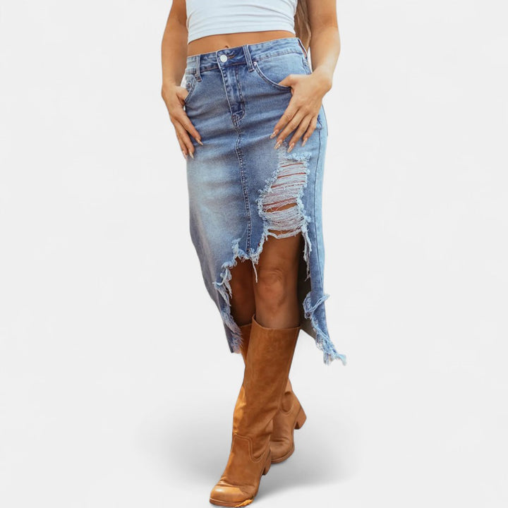 Staci | Relaxed High-Waist Denim Maxi Skirt