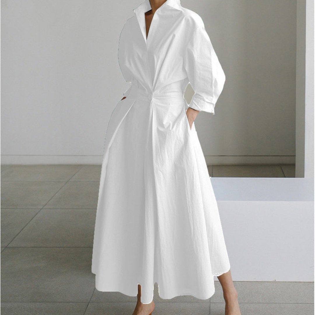 Oriel | Elegant Front Wrap Collared Maxi Dress