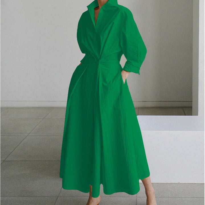 Oriel | Elegant Front Wrap Collared Maxi Dress