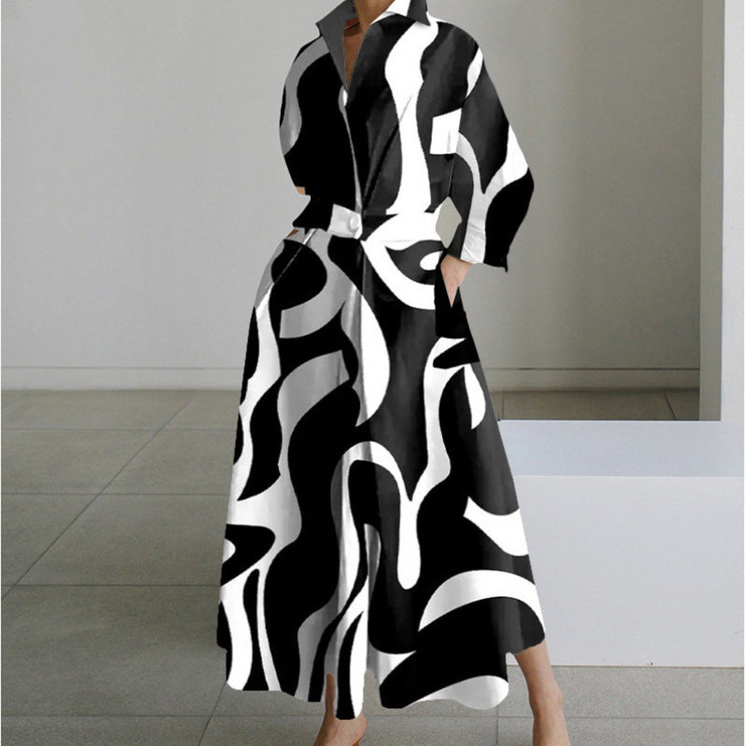 Oriel | Elegant Front Wrap Collared Maxi Dress