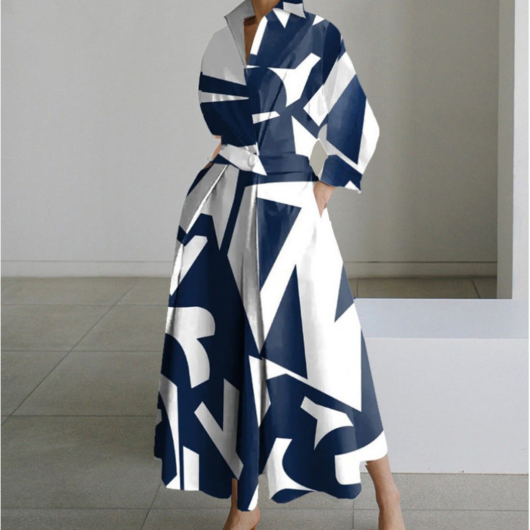 Oriel | Elegant Front Wrap Collared Maxi Dress