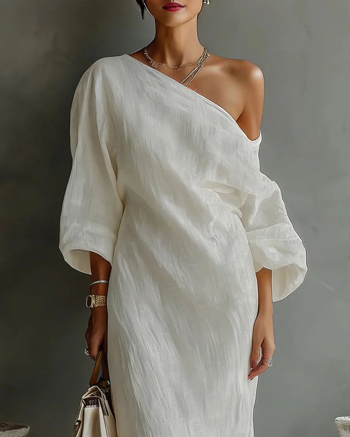 Debora | Linen One Shoulder Dress