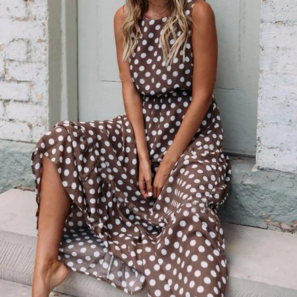 Daisy | Sleeveless Polka Dot Maxi Dress