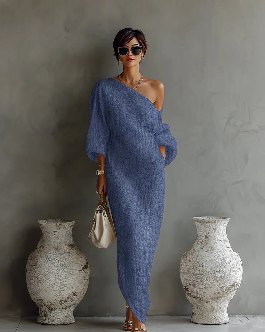 Debora | Linen One Shoulder Dress