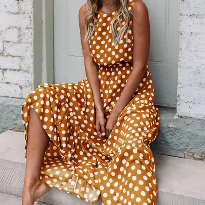 Daisy | Sleeveless Polka Dot Maxi Dress